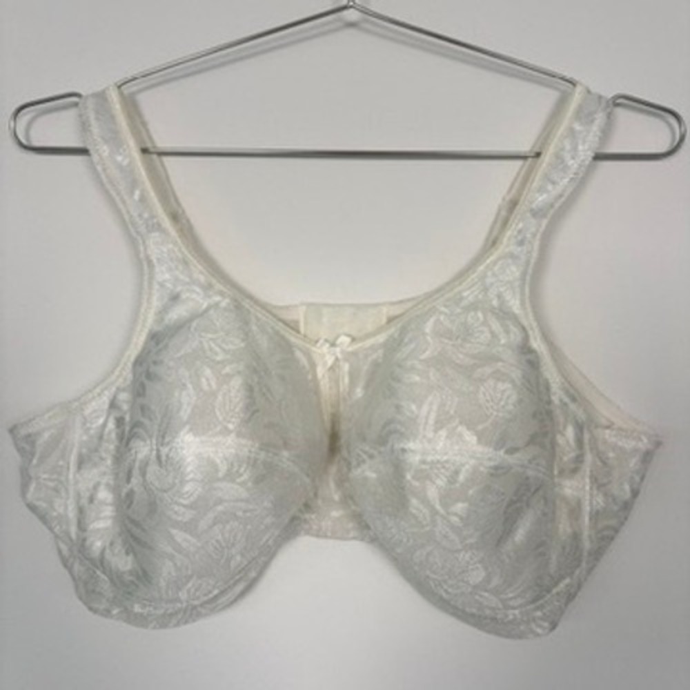 NWOT Amoena Women Mastectomy Bra 44C White Floral Jacquard Non-Wired 2133